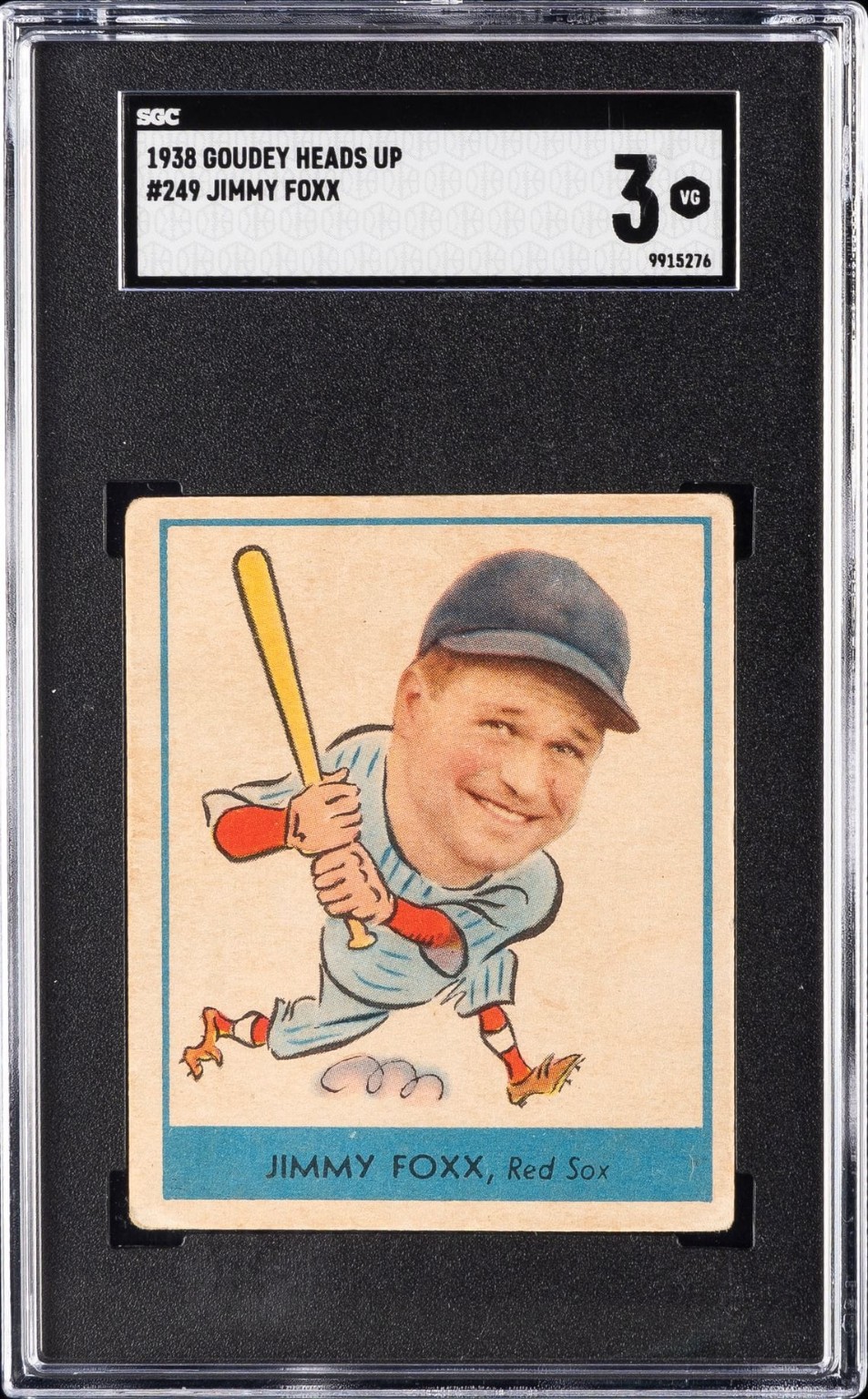 1938 Goudey Heads-Up Jimmie Foxx number 249 graded SGC 3