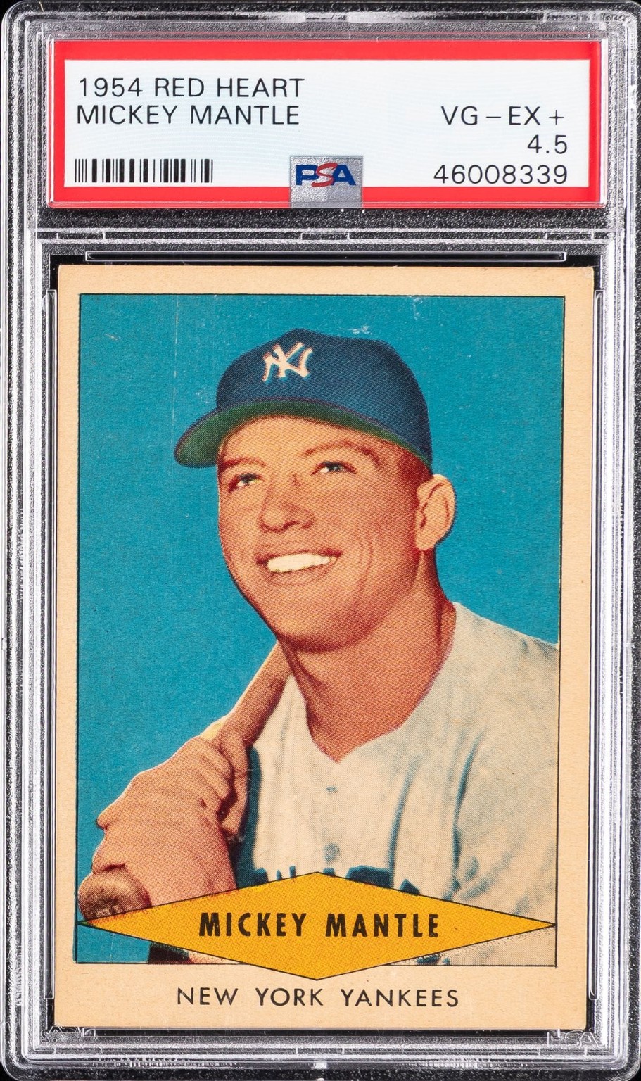 1954 Red Heart Mickey Mantle graded PSA 4.5