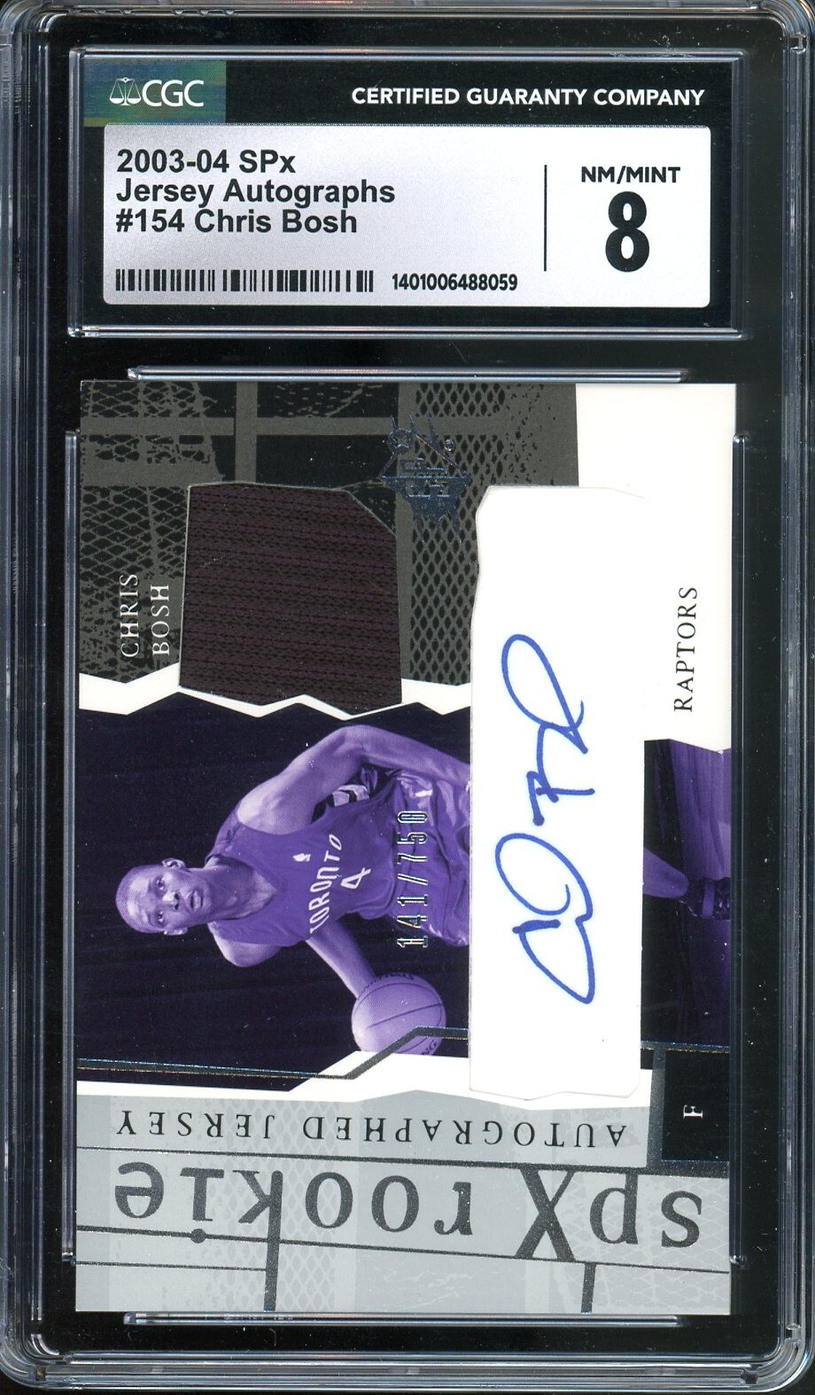 2003-04 SPx Chris Bosh Jersey Autograph #154 Rookie CGC 8 /750