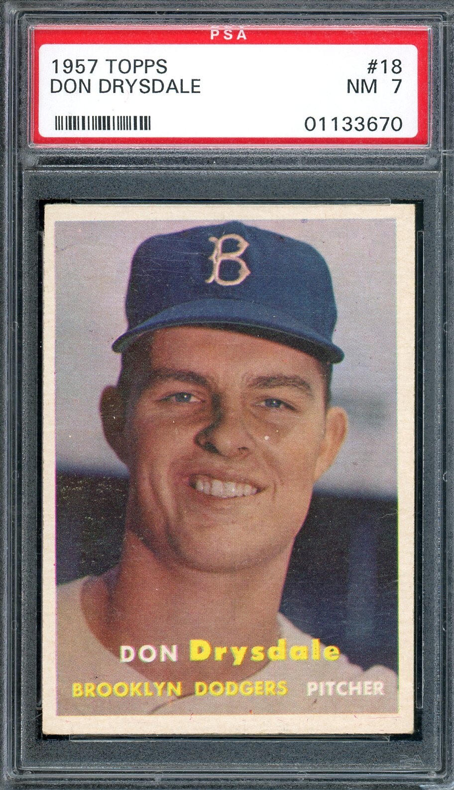 1957 Topps #18 Don Drysdale PSA 7 SHARP ROOKIE