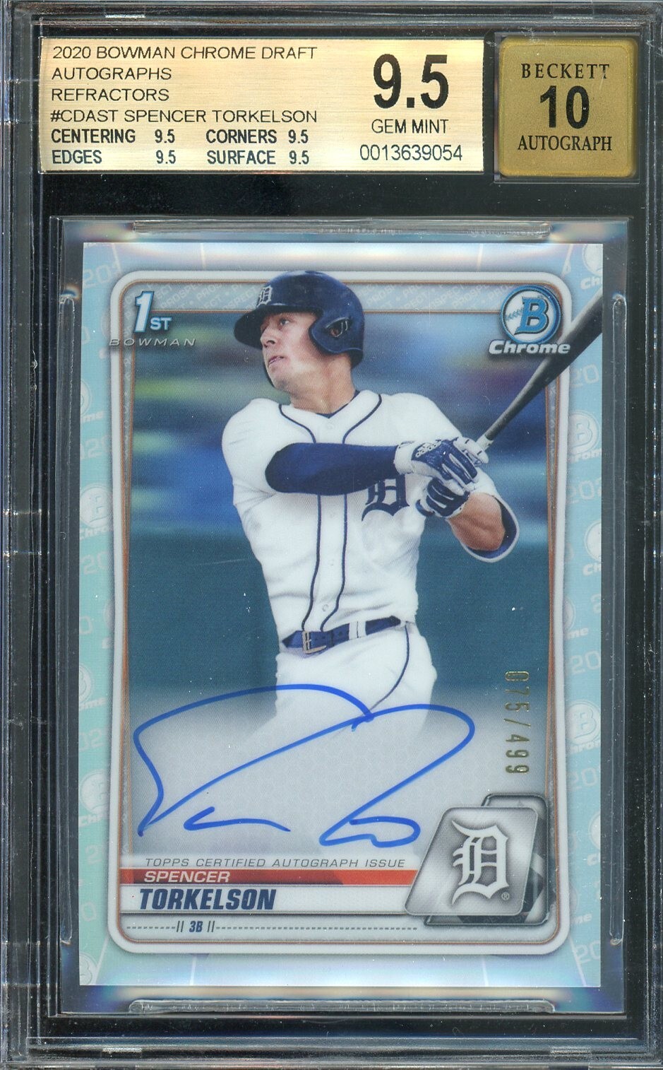 2020 Bowman Draft #CDAST Spencer Torkelson Chrome Auto Refractor BGS 9.5