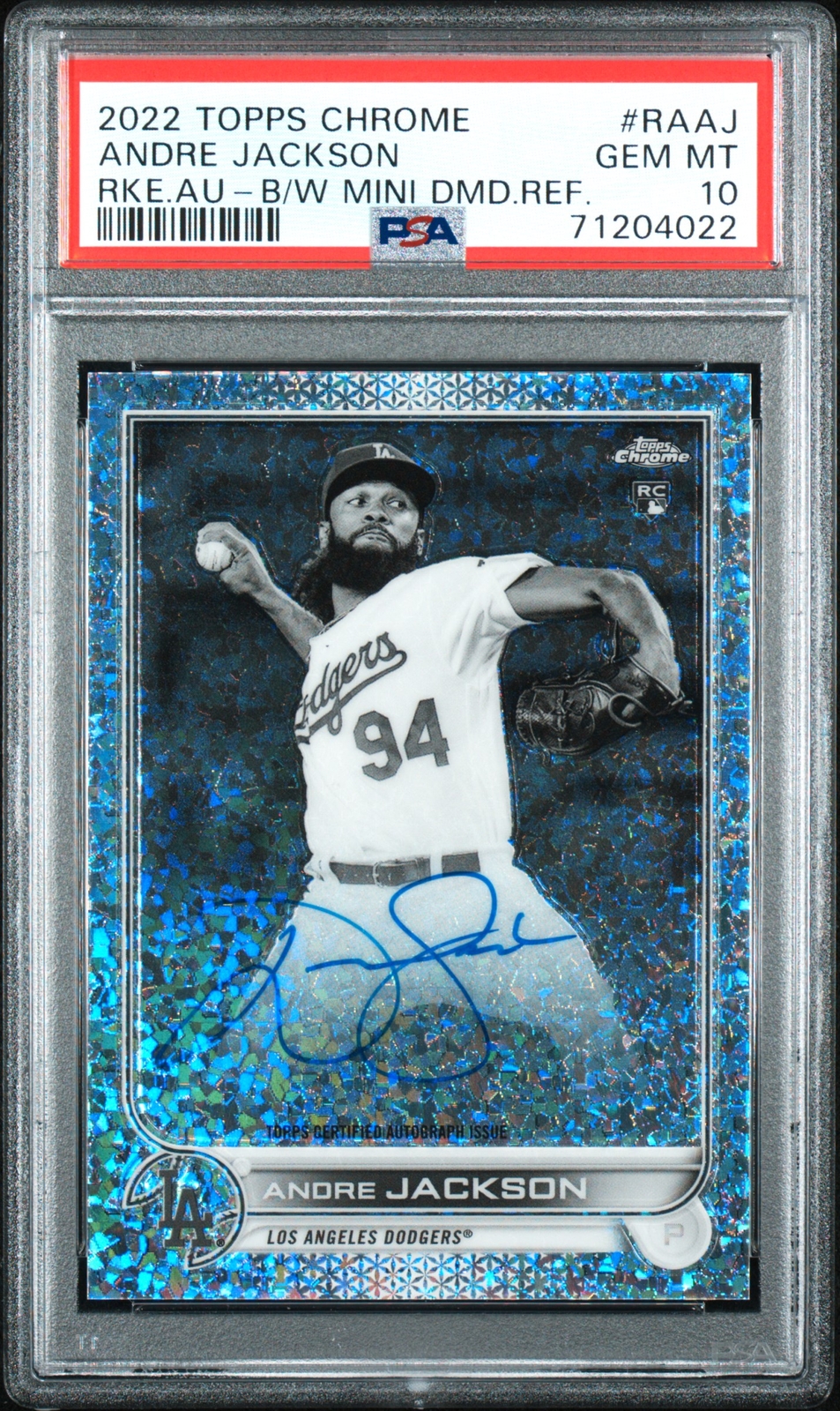 2022 Topps Chrome Auto #RAAJ Andre Jackson Black White Mini Diamond PSA 10