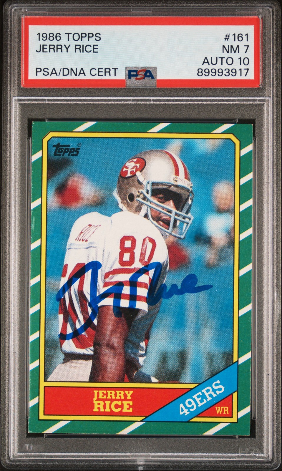 1986 Topps Jerry Rice #161 PSA 7 Auto 10