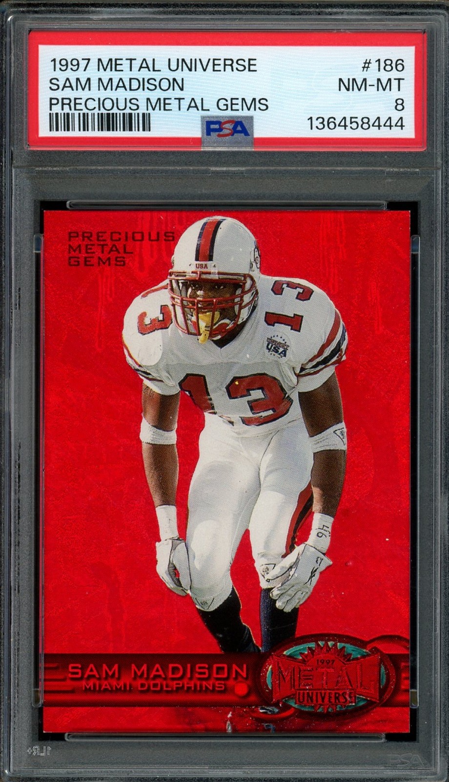 1997 Skybox Metal Universe Sam Madison Precious Gems /150 #186 RC PSA 8