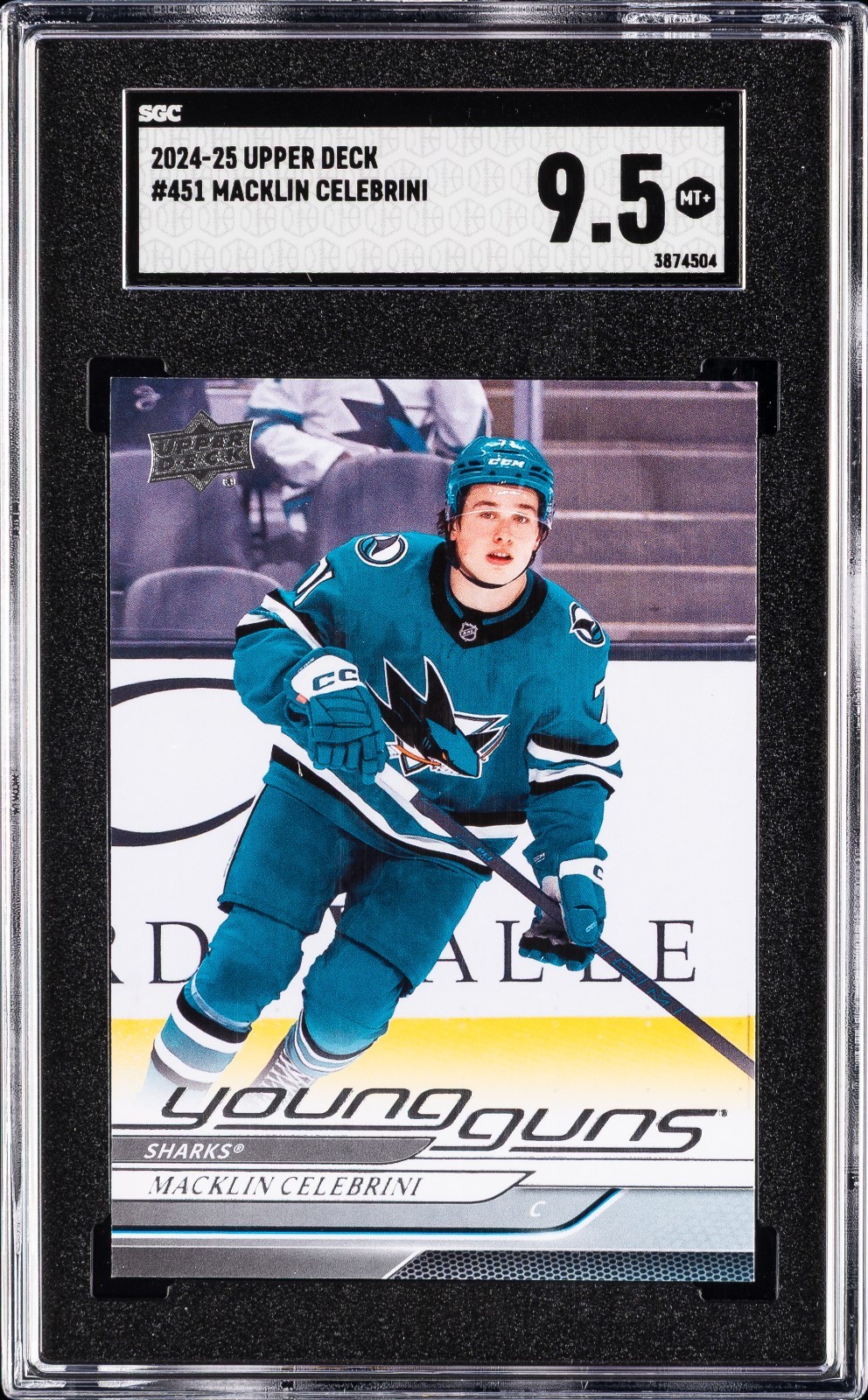 2024-25 Upper Deck Series 2 Young Guns Macklin Celebrini #451 SGC 9.5