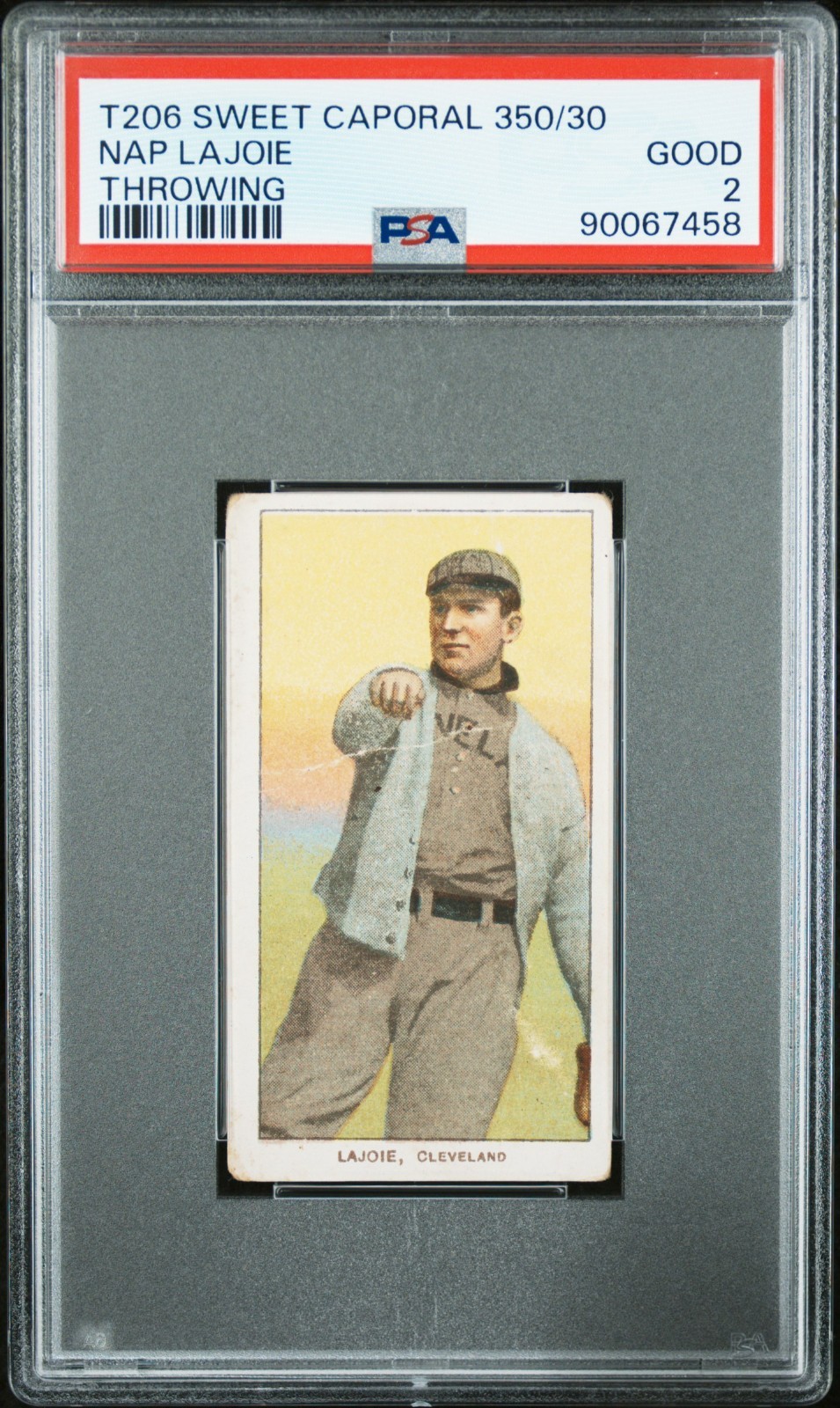 T206 Nap Lajoie Sweet Caporal 350/30 Throwing PSA 2