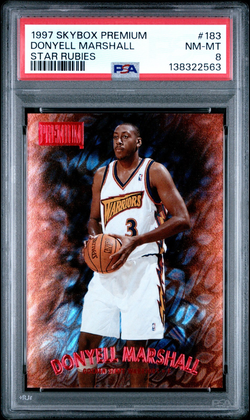 1997 SKYBOX PREMIUM DONYELL MARSHALL #183 STAR RUBIES /50 PSA 8