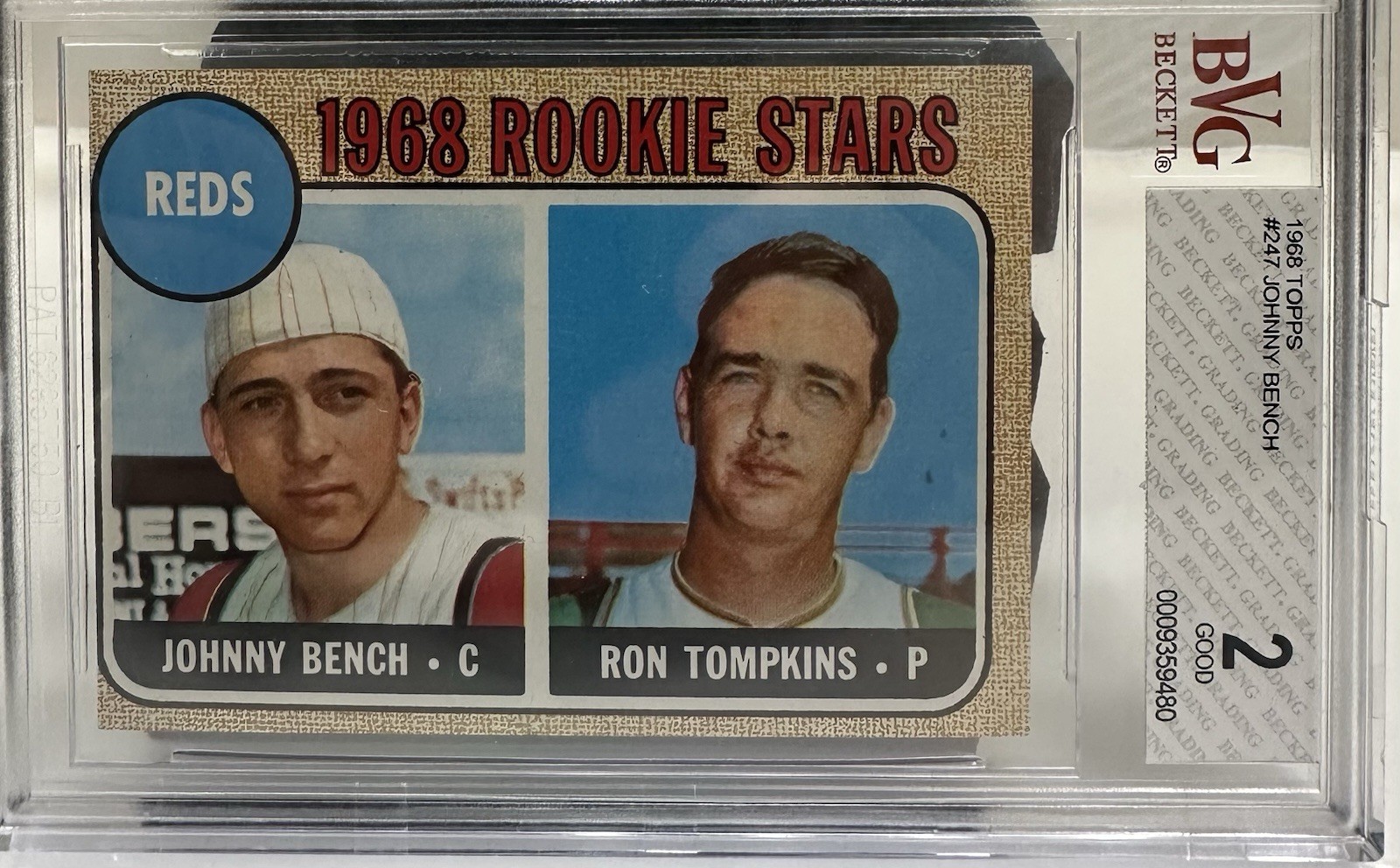 1968 Topps - 1968 Rookie Stars Johnny Bench, Ron Tompkins #247 BVG 2