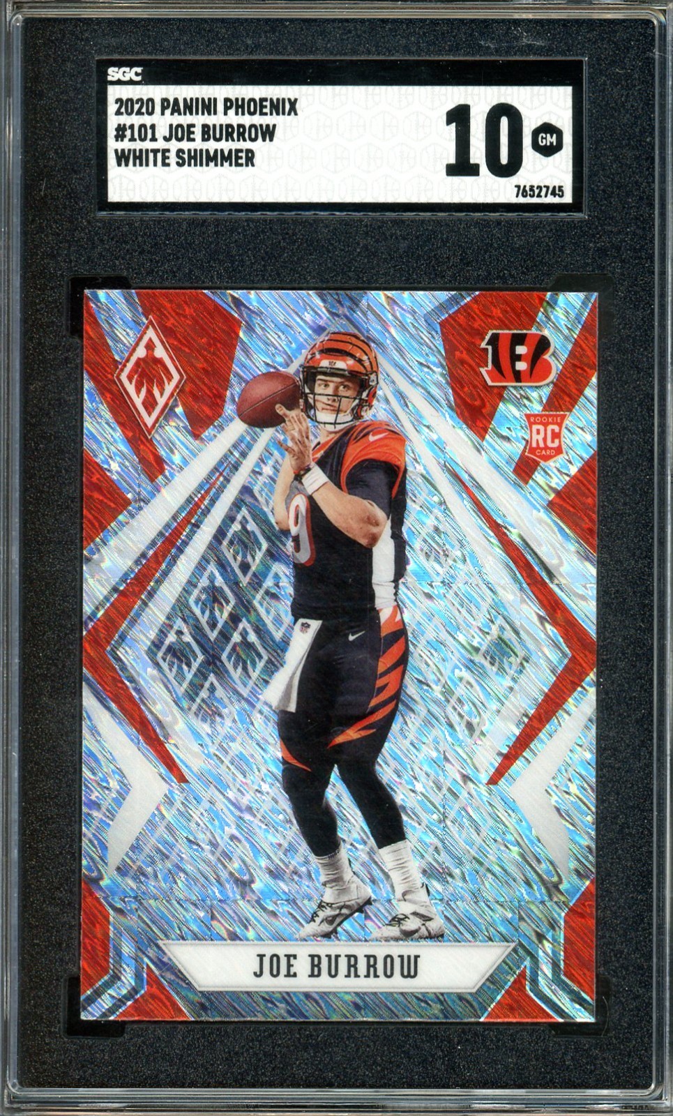 2020 Panini Phoenix Joe Burrow #101 White Shimmer SGC 10 Pop 1