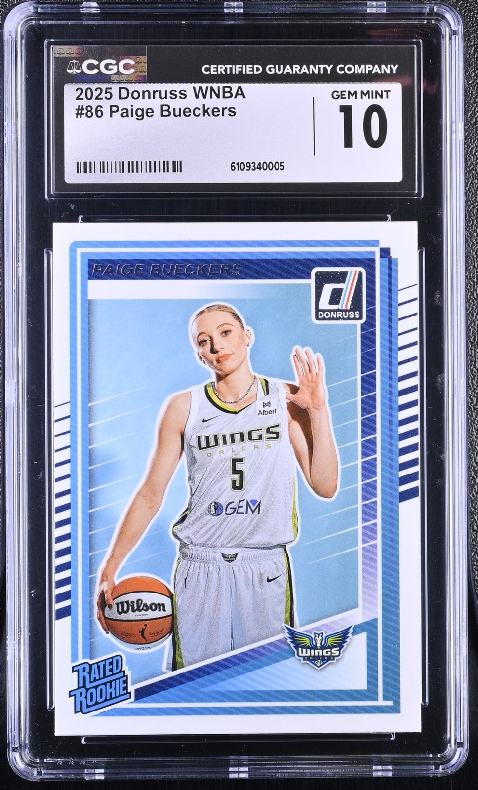 2025 Panini Donruss WNBA Paige Bueckers Rated Rookie #86 RC Wings CGC 10