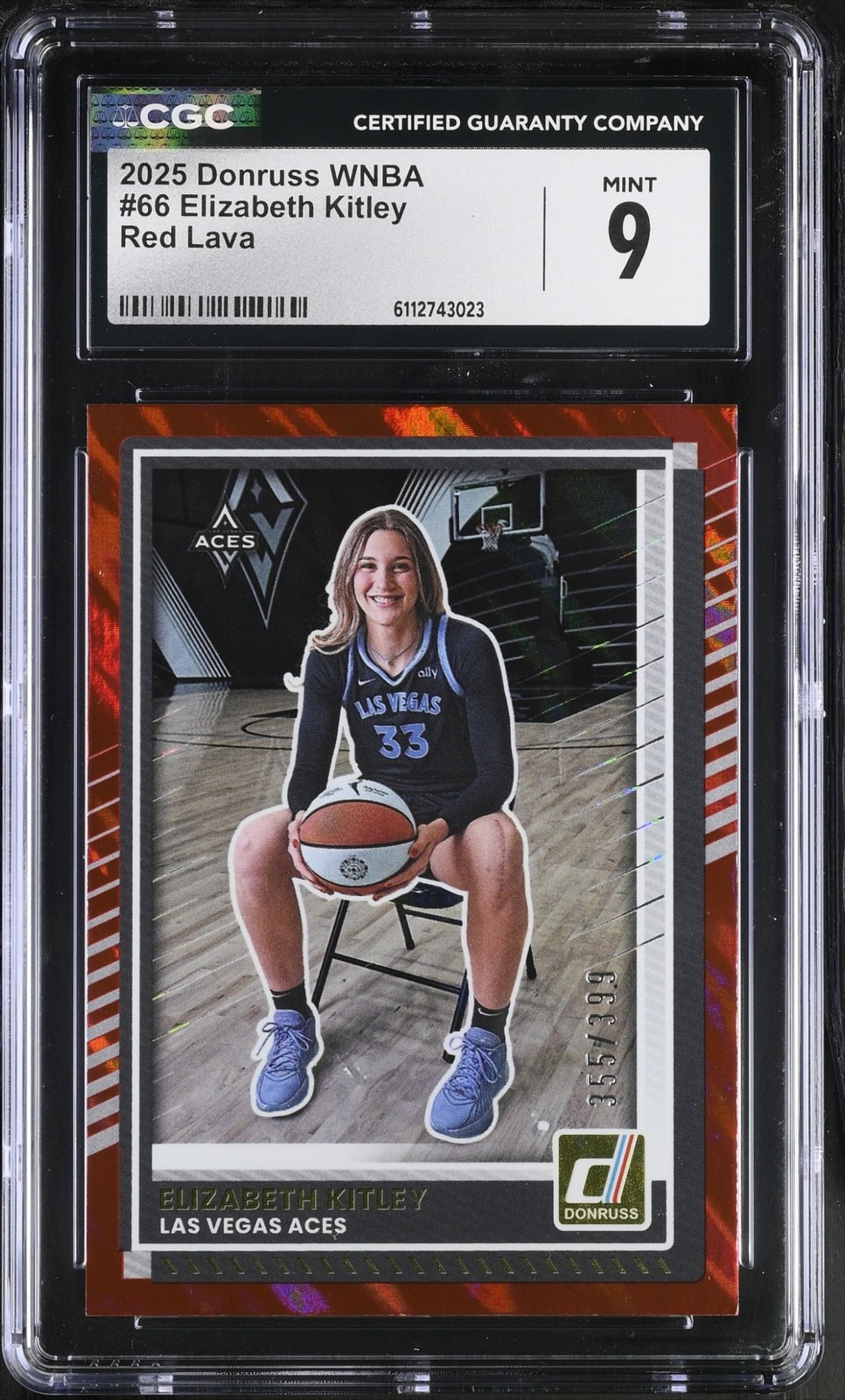 2025 Panini Donruss WNBA Elizabeth Kitley Red Lava /399 #66 Aces CGC 9