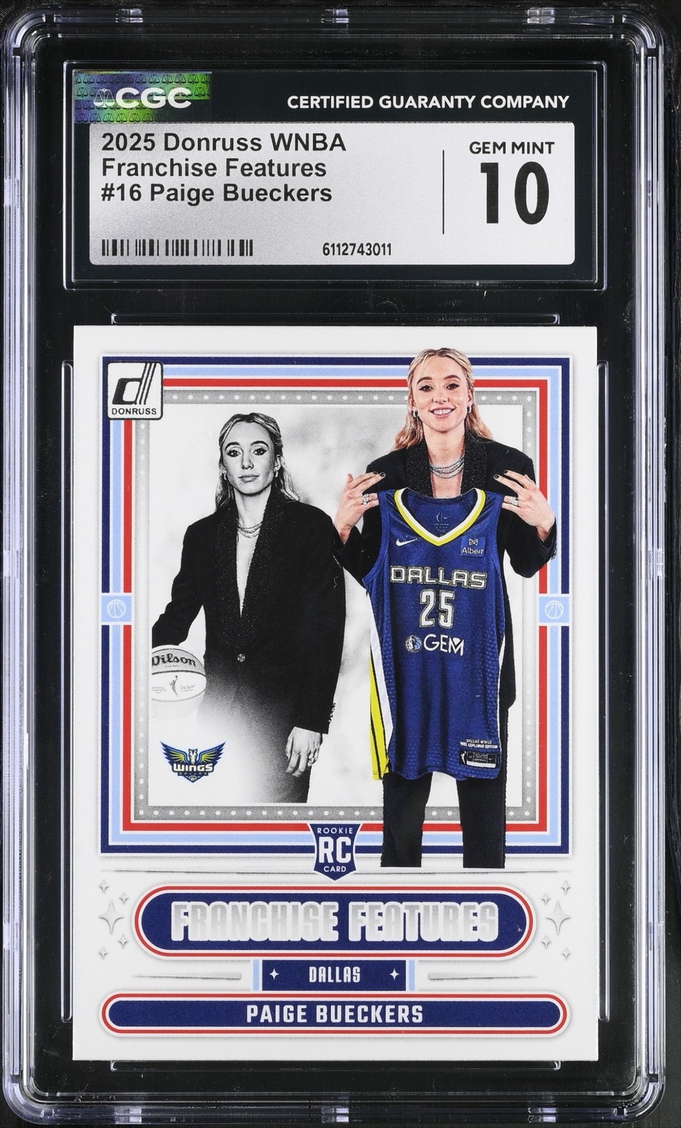 2025 Panini Donruss WNBA Paige Bueckers Franchise Features #16 RC Wings CGC 10