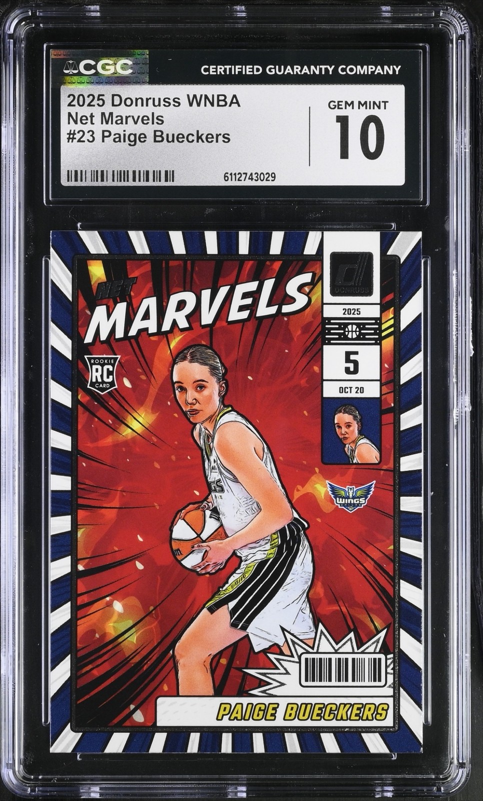 2025 Panini Donruss WNBA Paige Bueckers Net Marvels #23 RC Wings CGC 10