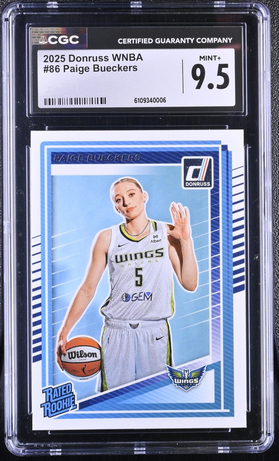 2025 Panini Donruss WNBA Paige Bueckers Rated Rookie #86 RC Wings CGC 9.5