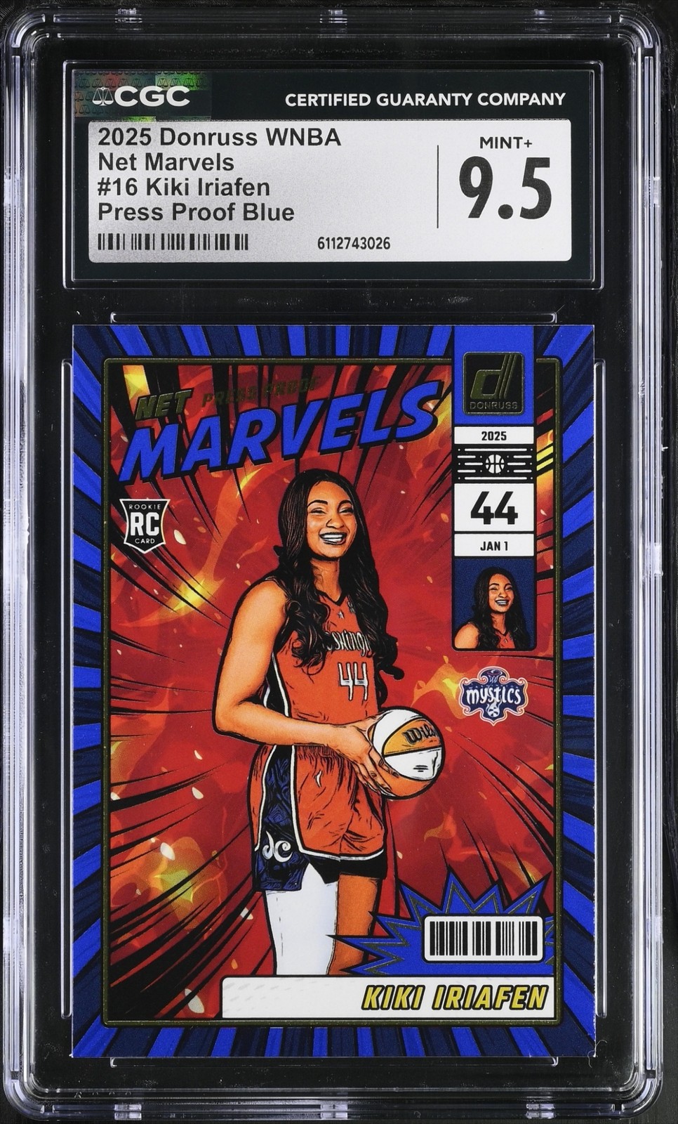 2025 Panini Donruss WNBA Kiki Iriafen Net Marvels Press Proof Blue #16 CGC 9.5