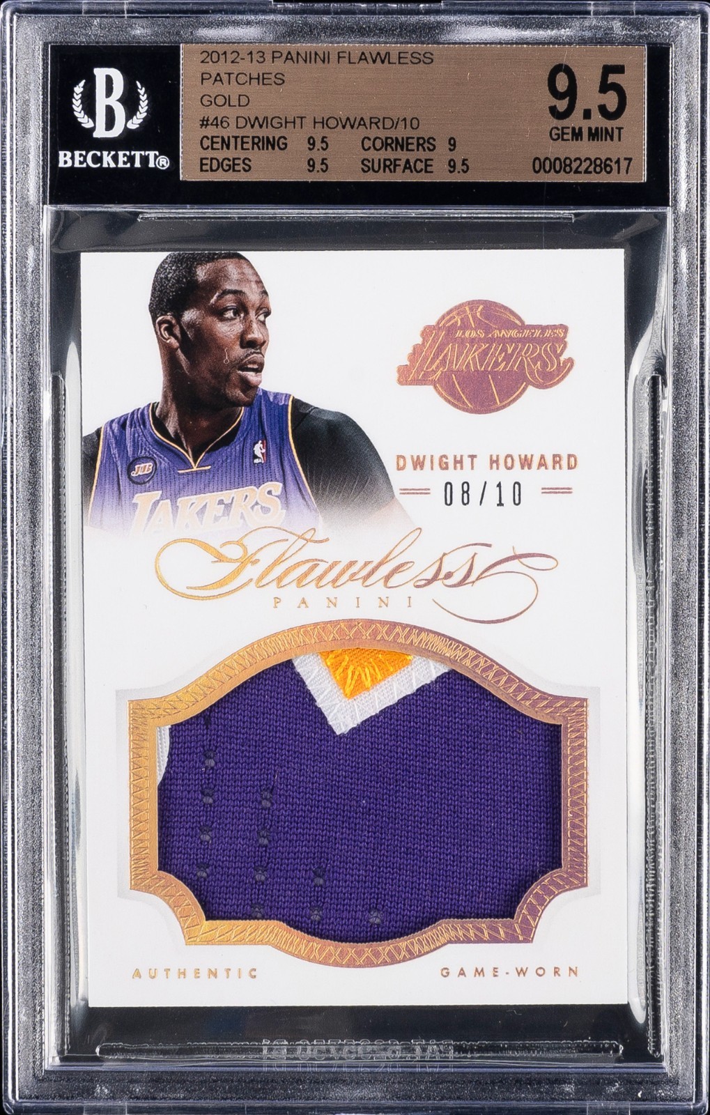 2012-13 Panini Flawless Patches Dwight Howard #46 Gold /10 BGS 9.5