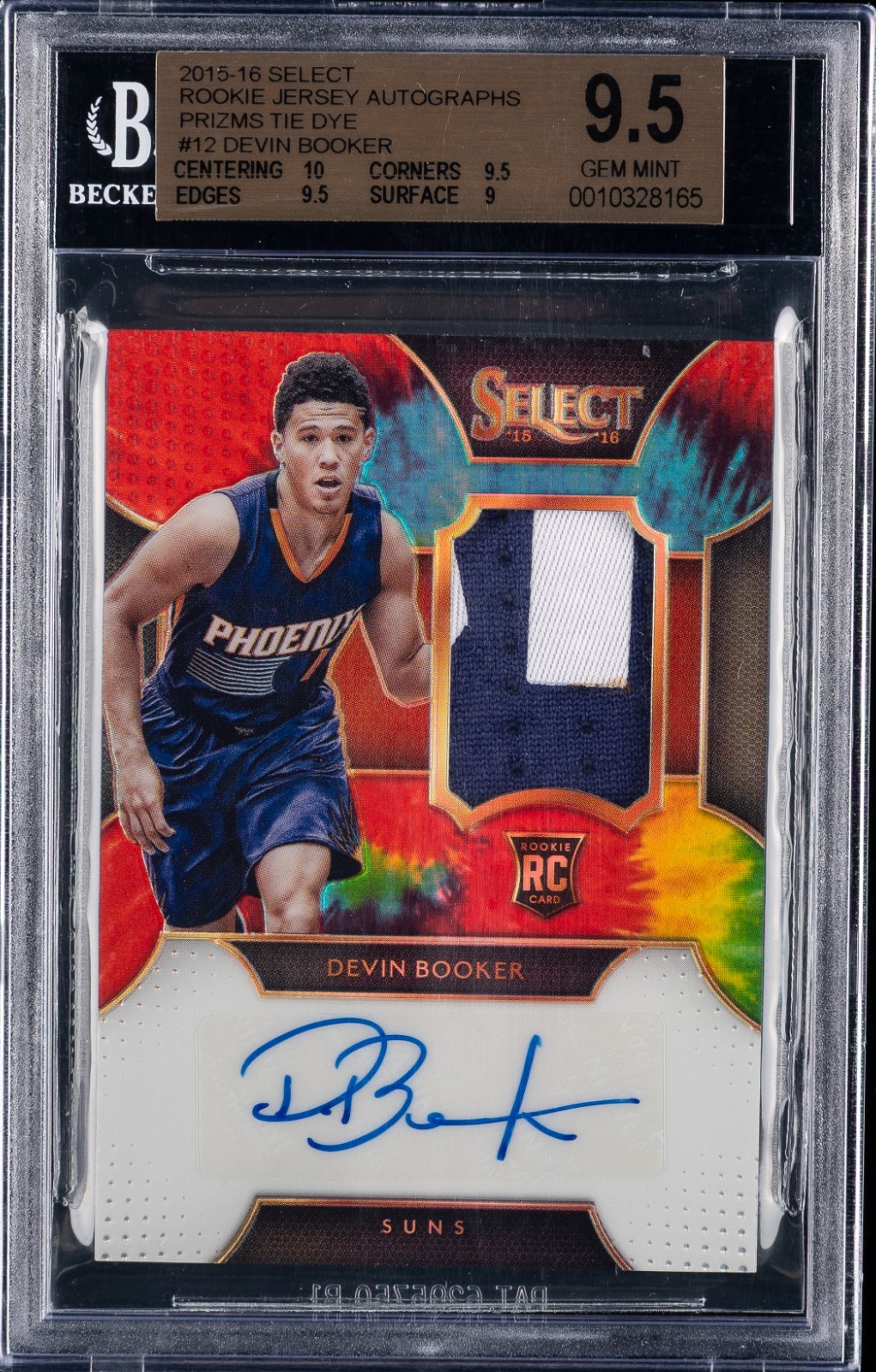 2015-16 Panini Select Rookie Jersey Auto Tie Dye Devin Booker /25 BGS 9.5/10