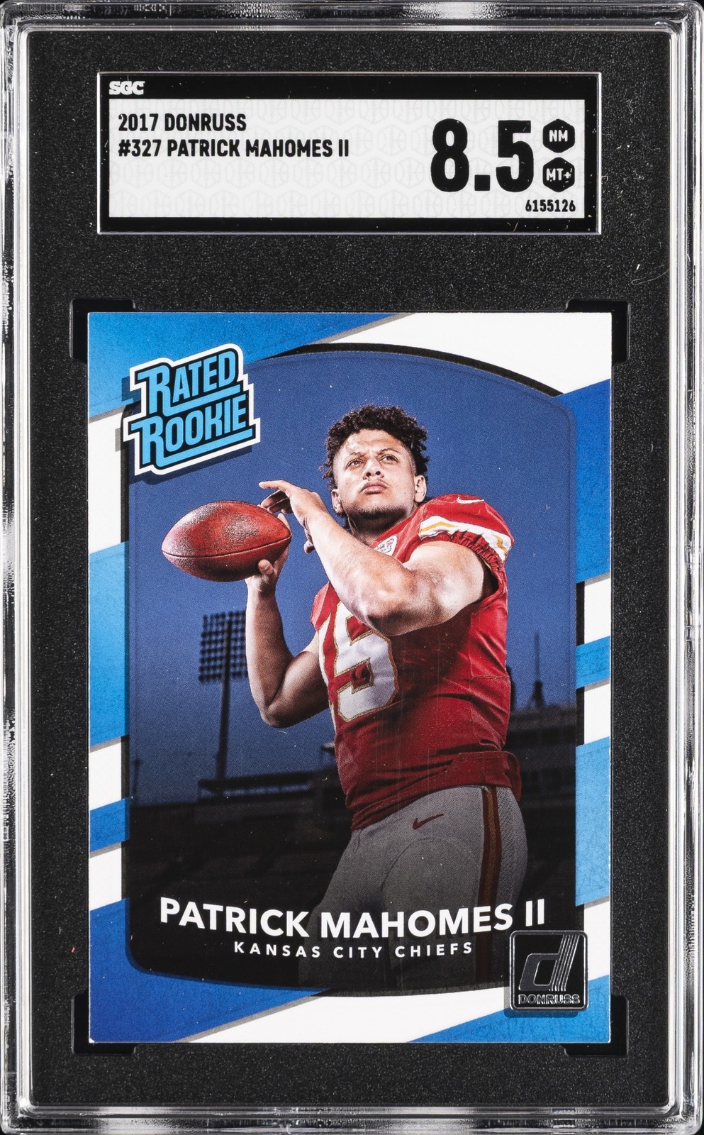 2017 Panini Donruss Patrick Mahomes II #327 RC Rated Rookie Chiefs SGC 8.5